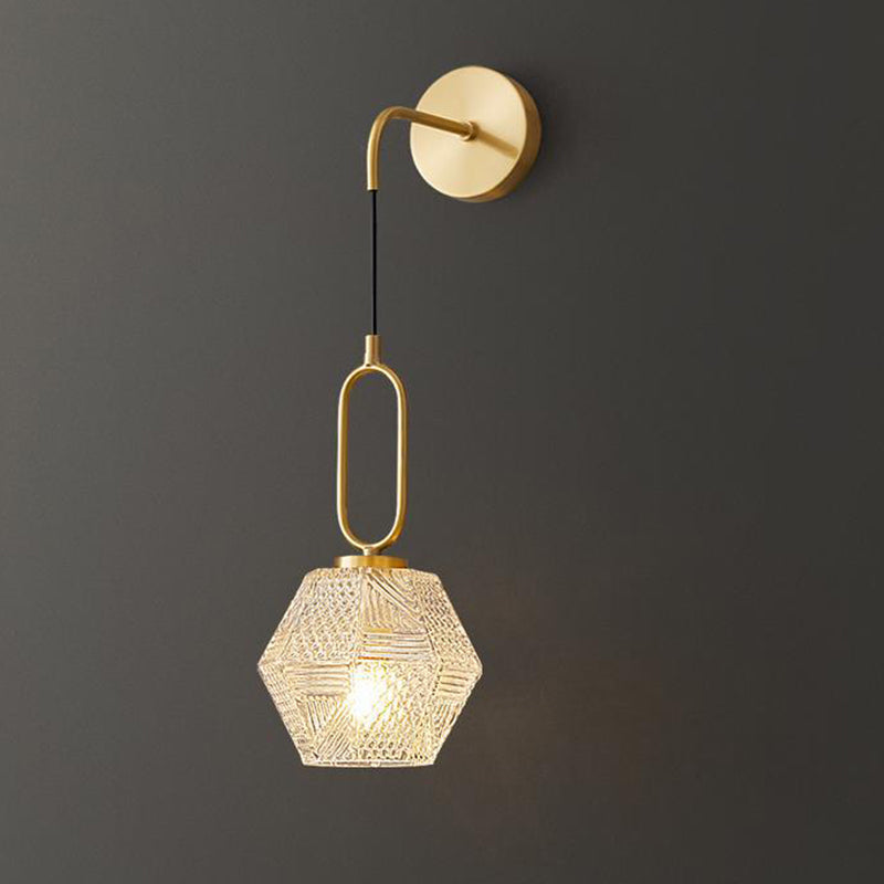 Polygonal Cube Copper Glass Wall Lamp