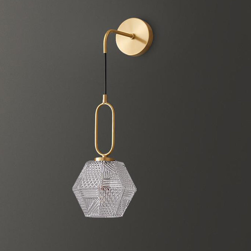 Polygonal Cube Copper Glass Wall Lamp