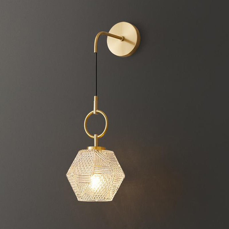 Polygonal Cube Copper Glass Wall Lamp