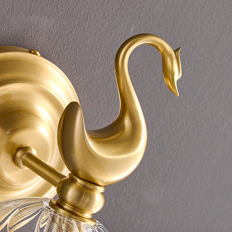 Swan Orb Copper Glass Wall Lamp