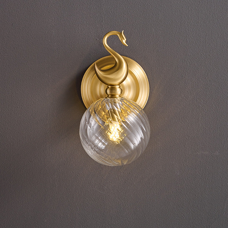 Swan Orb Copper Glass Wall Lamp