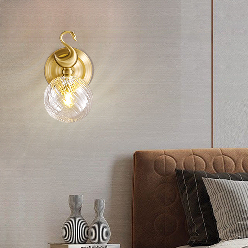 Swan Orb Copper Glass Wall Lamp