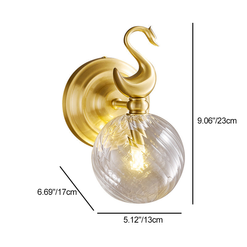Swan Orb Copper Glass Wall Lamp