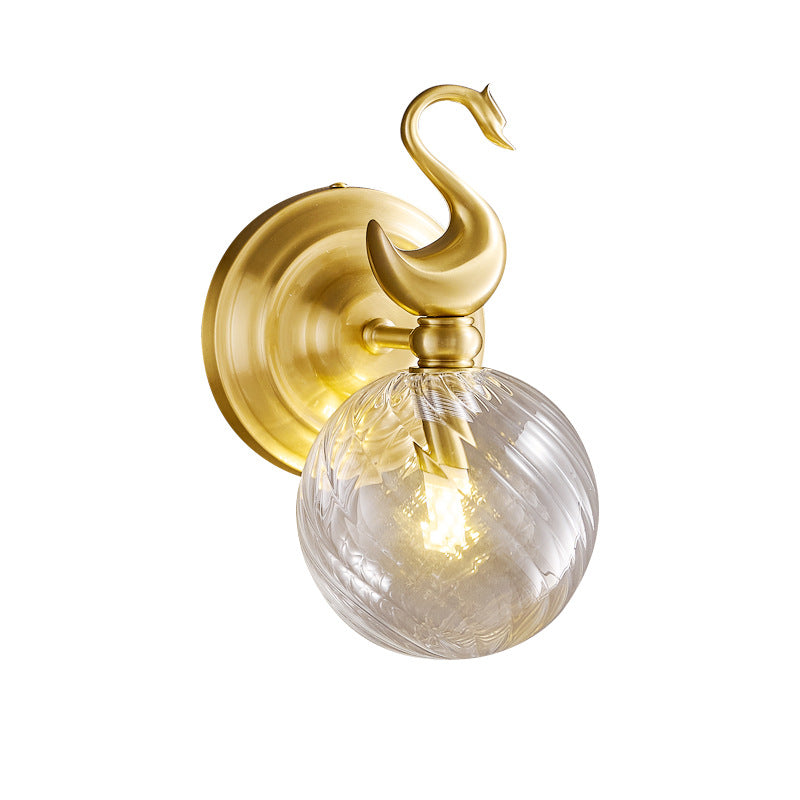 Swan Orb Copper Glass Wall Lamp