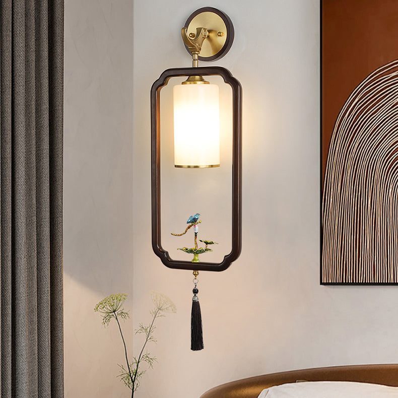 Polygonal Copper Frame Cylindrical Wall Lamp