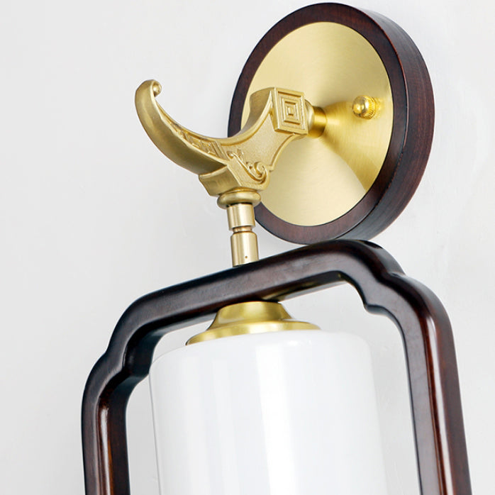 Polygonal Copper Frame Cylindrical Wall Lamp