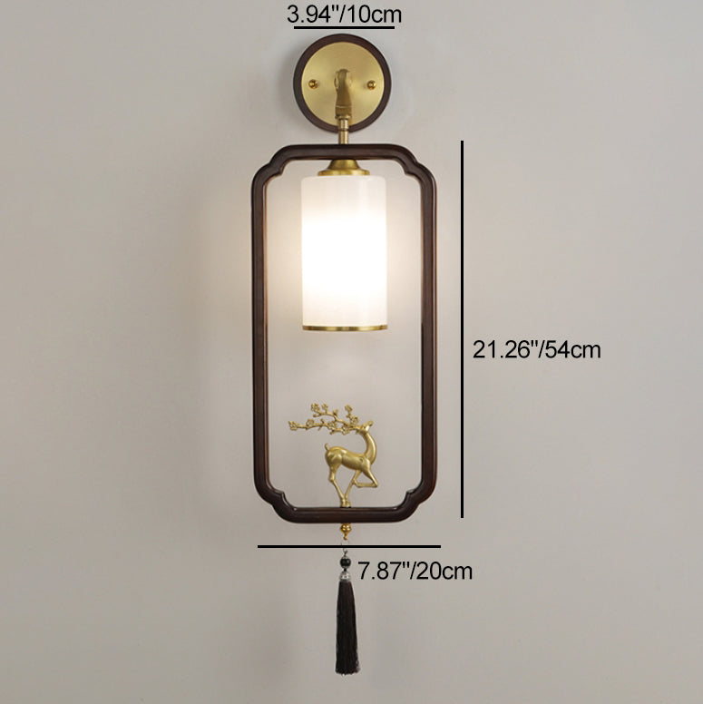 Polygonal Copper Frame Cylindrical Wall Lamp