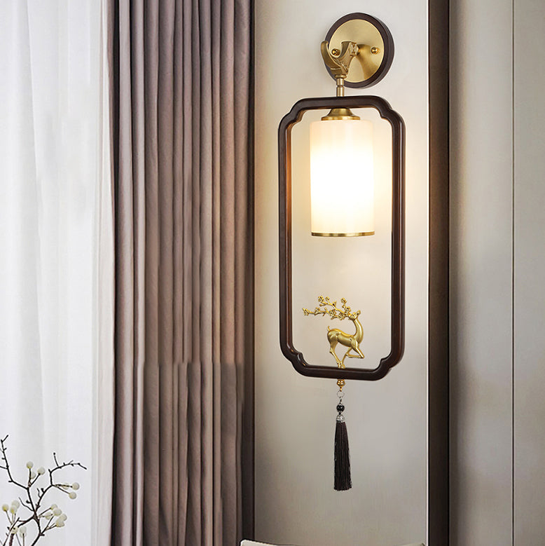 Polygonal Copper Frame Cylindrical Wall Lamp