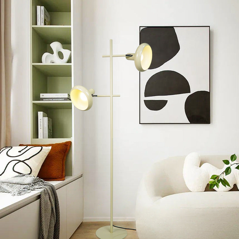 Round Iron Lampshade Living 2-Light Floor Lamp