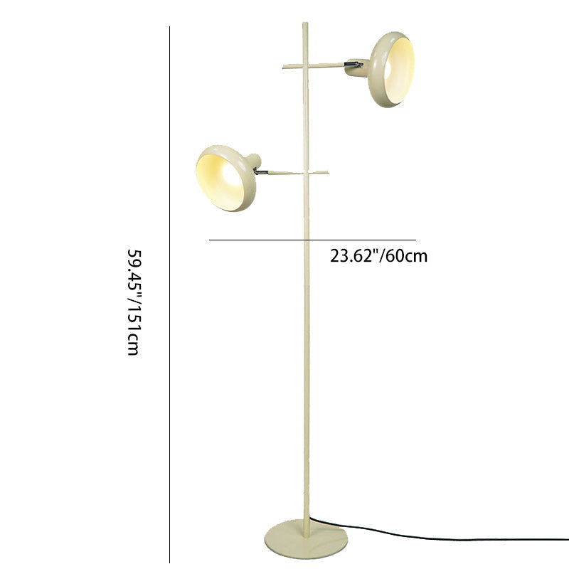 Round Iron Lampshade Living 2-Light Floor Lamp