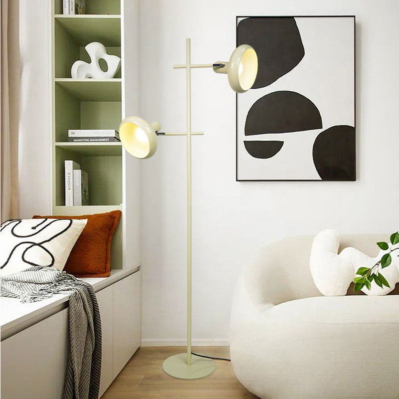 Round Iron Lampshade Living 2-Light Floor Lamp
