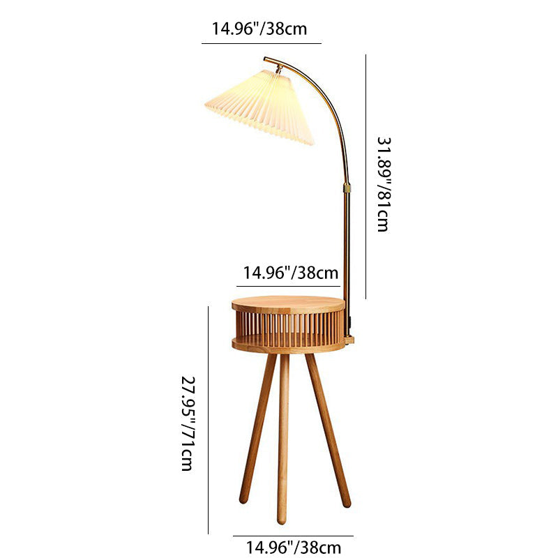 Solid Wood Table Umbrella Floor Lamp