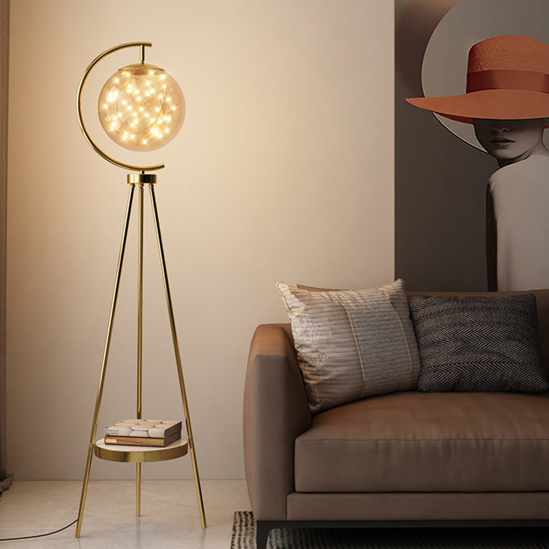 Round Orb Baby's Breath Floor Lamp