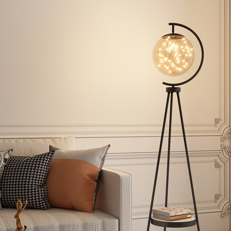 Round Orb Baby's Breath Floor Lamp