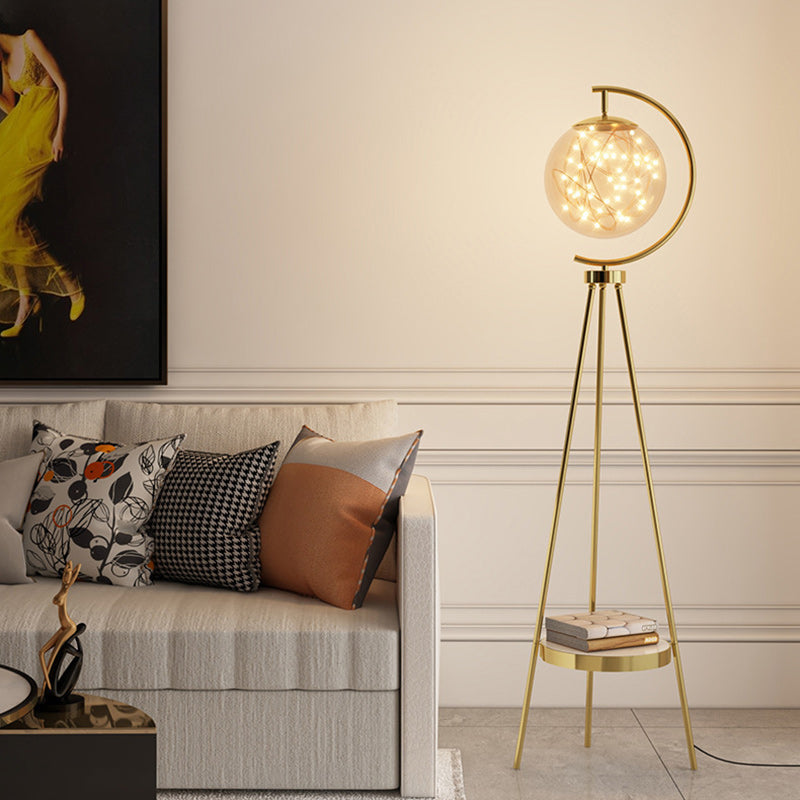 Round Orb Baby's Breath Floor Lamp