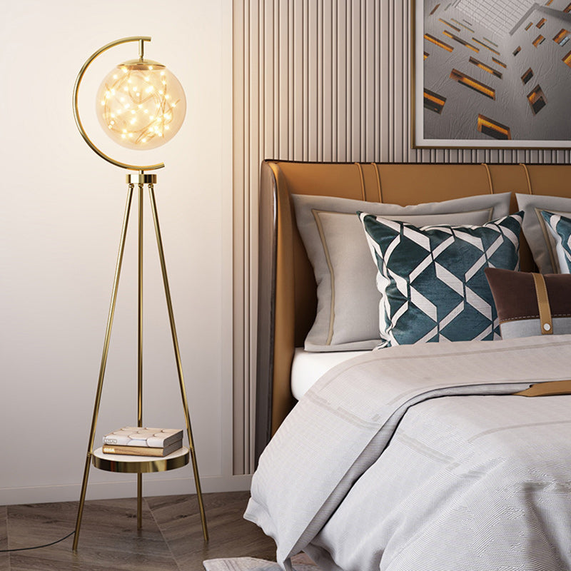 Round Orb Baby's Breath Floor Lamp