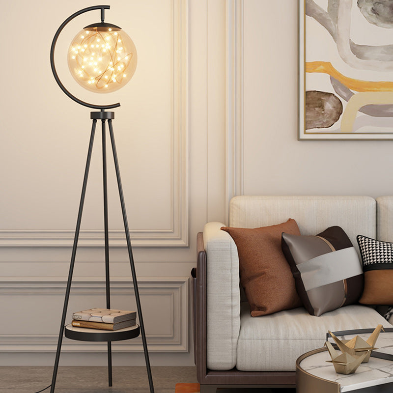 Round Orb Baby's Breath Floor Lamp