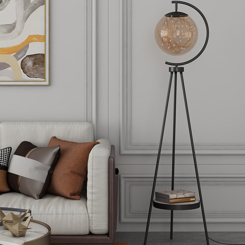 Round Orb Baby's Breath Floor Lamp