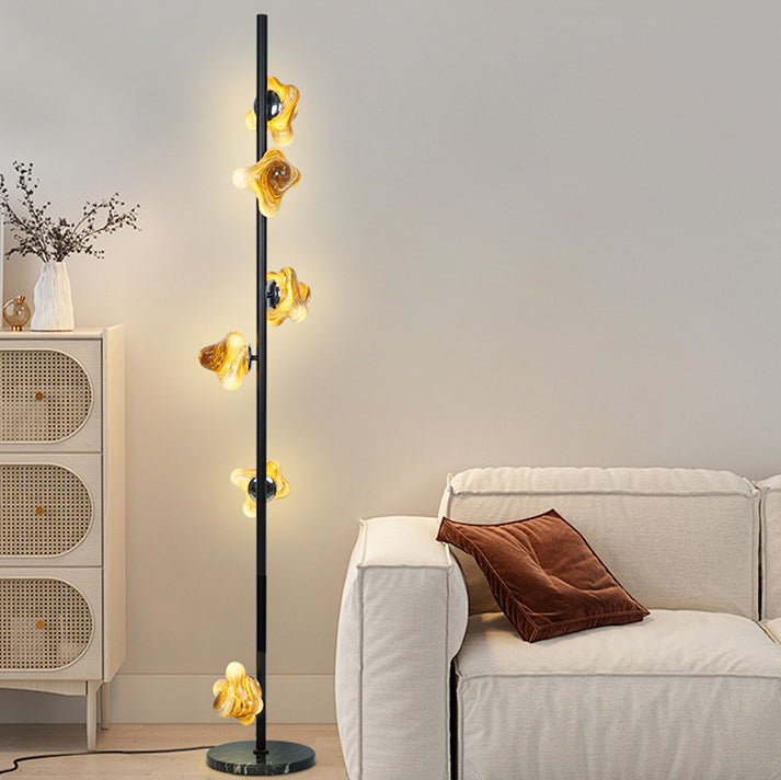 Starfish Glass Lampshade Iron 3-Light Floor Lamp