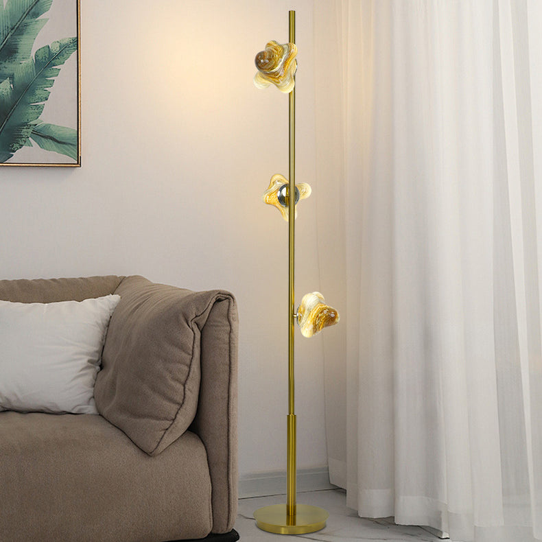 Starfish Glass Lampshade Iron 3-Light Floor Lamp