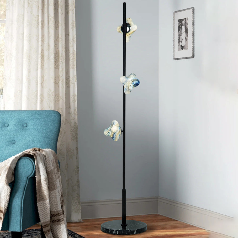 Starfish Glass Lampshade Iron 3-Light Floor Lamp