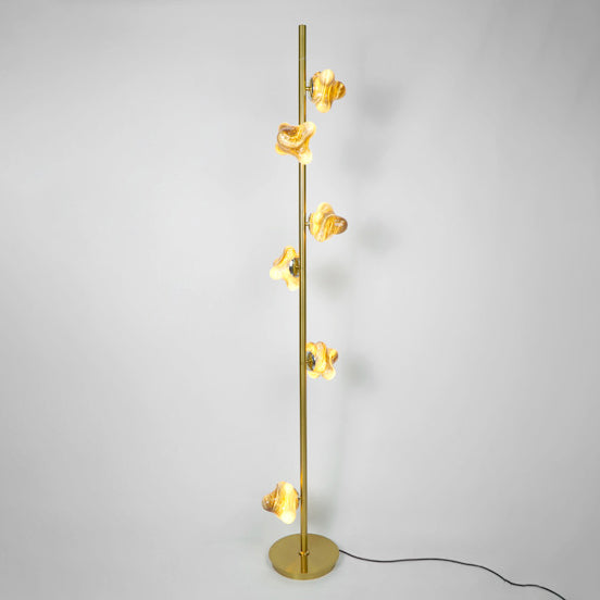 Starfish Glass Lampshade Iron 3-Light Floor Lamp