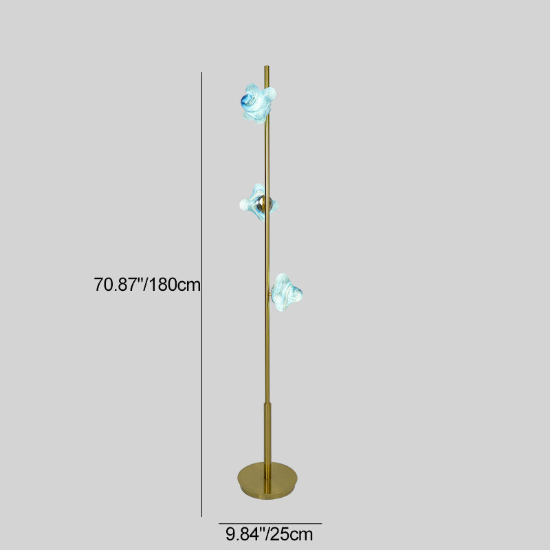 Starfish Glass Lampshade Iron 3-Light Floor Lamp