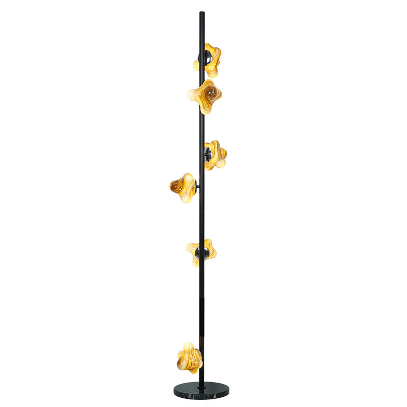 Starfish Glass Lampshade Iron 3-Light Floor Lamp
