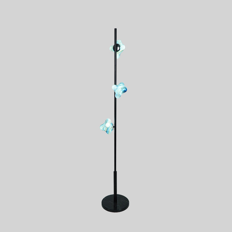 Starfish Glass Lampshade Iron 3-Light Floor Lamp