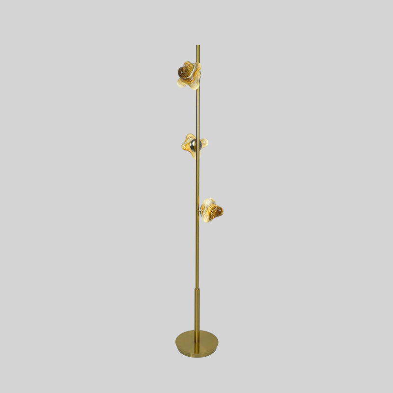Starfish Glass Lampshade Iron 3-Light Floor Lamp