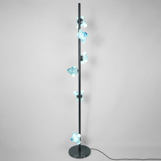 Starfish Glass Lampshade Iron 3-Light Floor Lamp