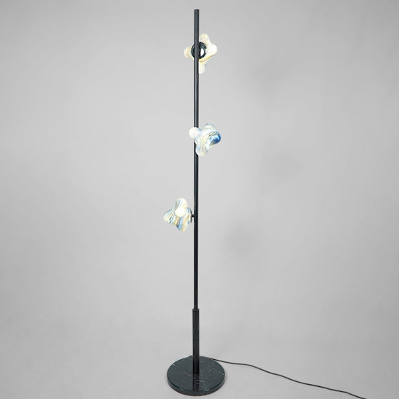 Starfish Glass Lampshade Iron 3-Light Floor Lamp