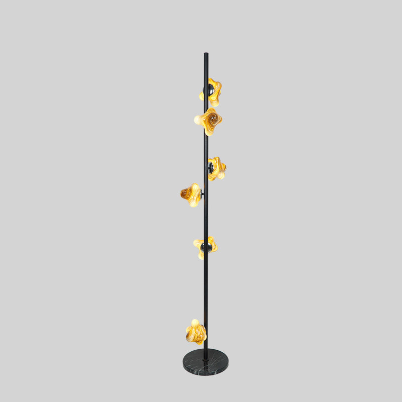 Starfish Glass Lampshade Iron 3-Light Floor Lamp