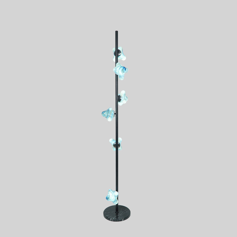 Starfish Glass Lampshade Iron 3-Light Floor Lamp