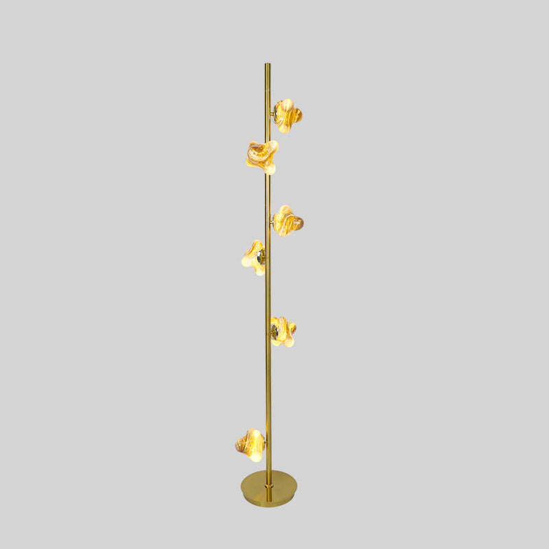 Starfish Glass Lampshade Iron 3-Light Floor Lamp