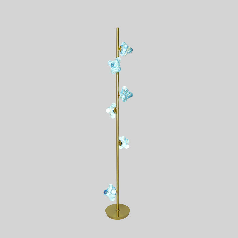 Starfish Glass Lampshade Iron 3-Light Floor Lamp