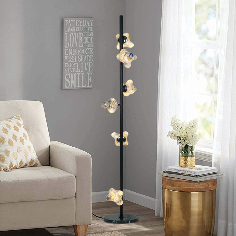 Starfish Glass Lampshade Iron 3-Light Floor Lamp