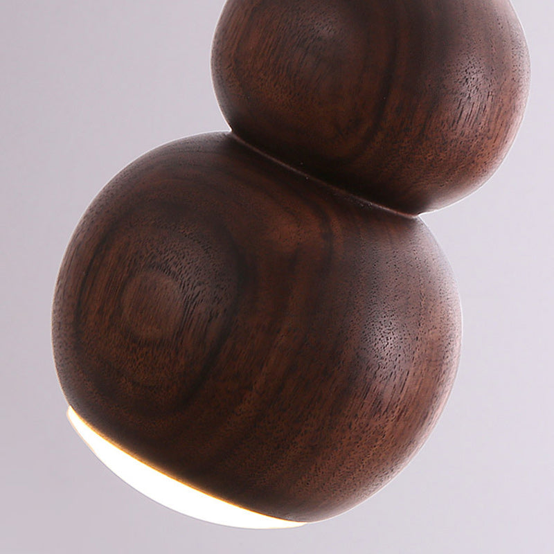 Gourd Copper Walnut Lampshade Wall Lamp
