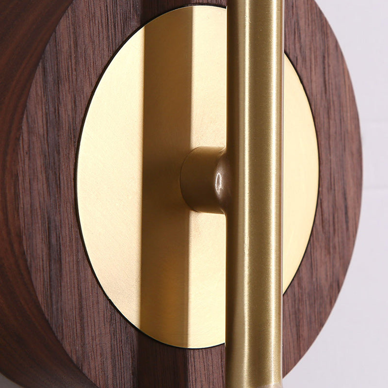 Gourd Copper Walnut Lampshade Wall Lamp