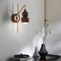 Gourd Copper Walnut Lampshade Wall Lamp