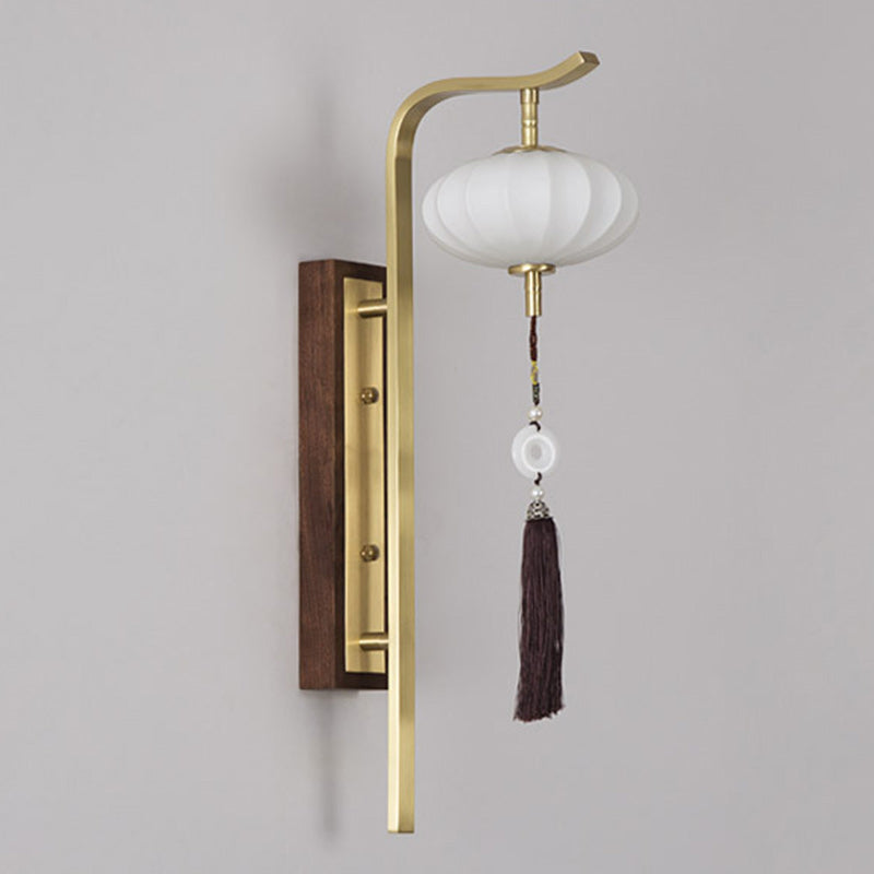 Oval Lantern Copper Walnut Wall Lamp