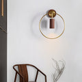 Circle Cylinder Copper Walnut Wall Lamp