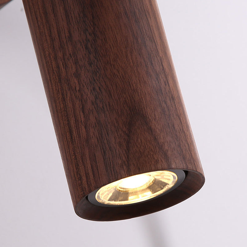 Circle Cylinder Copper Walnut Wall Lamp