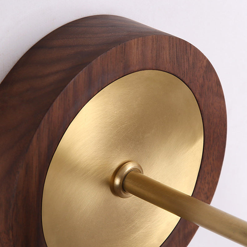 Circle Cylinder Copper Walnut Wall Lamp