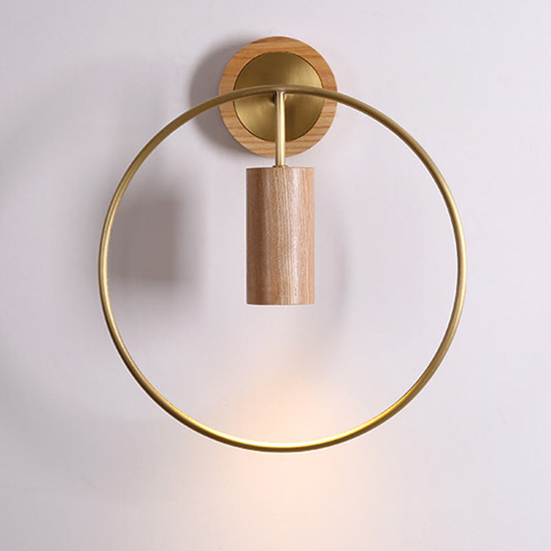 Circle Cylinder Copper Walnut Wall Lamp