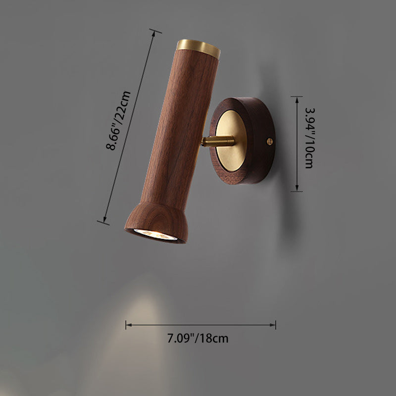 Cylindrical Flashlight Shape Copper Wall Lamp