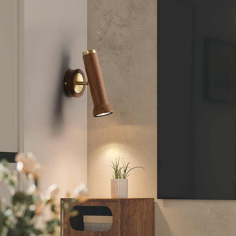 Cylindrical Flashlight Shape Copper Wall Lamp
