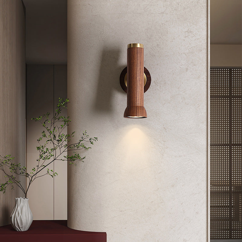 Cylindrical Flashlight Shape Copper Wall Lamp