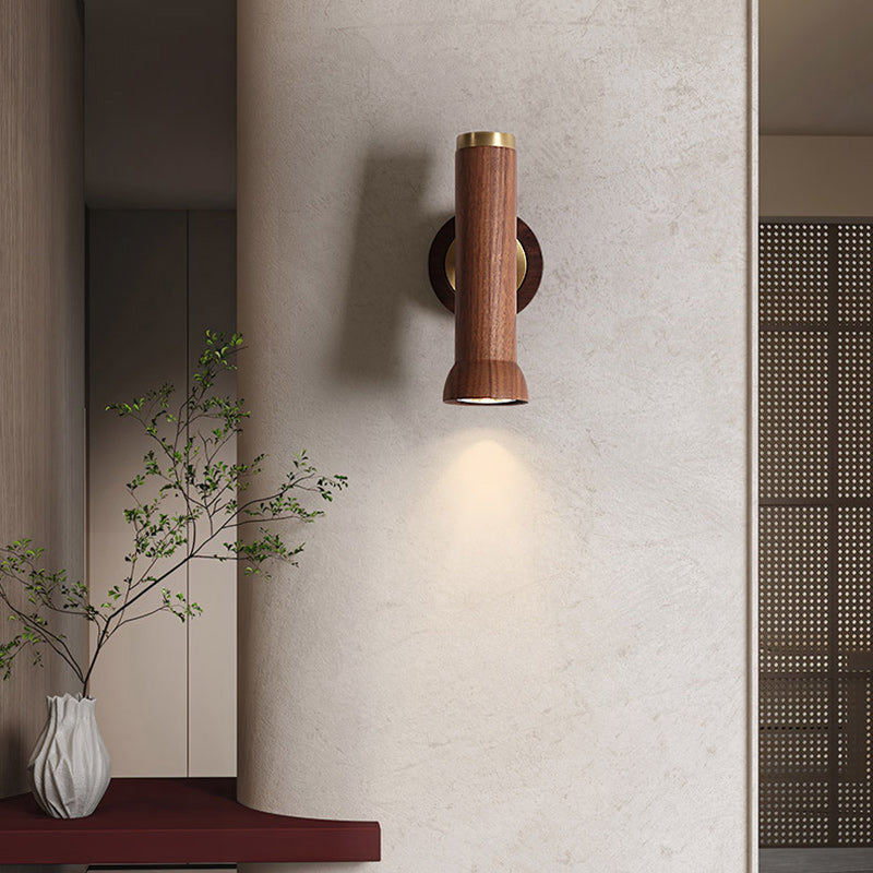 Cylindrical Flashlight Shape Copper Wall Lamp