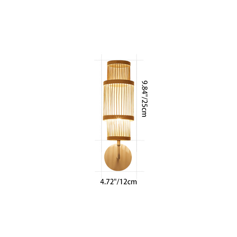 Cylindrical Bamboo Lampshade Dining Wall Lamp